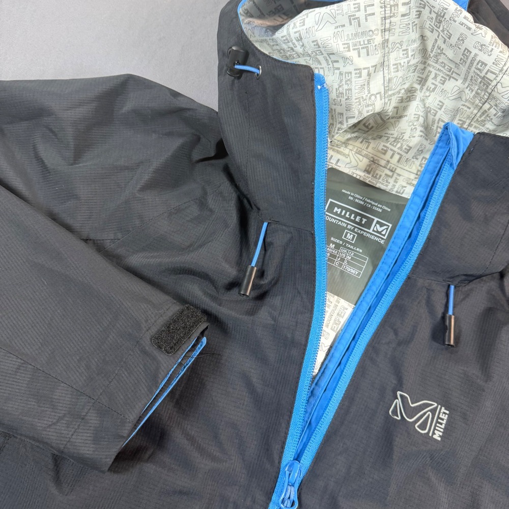 Millet Mountain By Experience Rain Jacket Mens Medium Grey Blue Full Zip Hooded